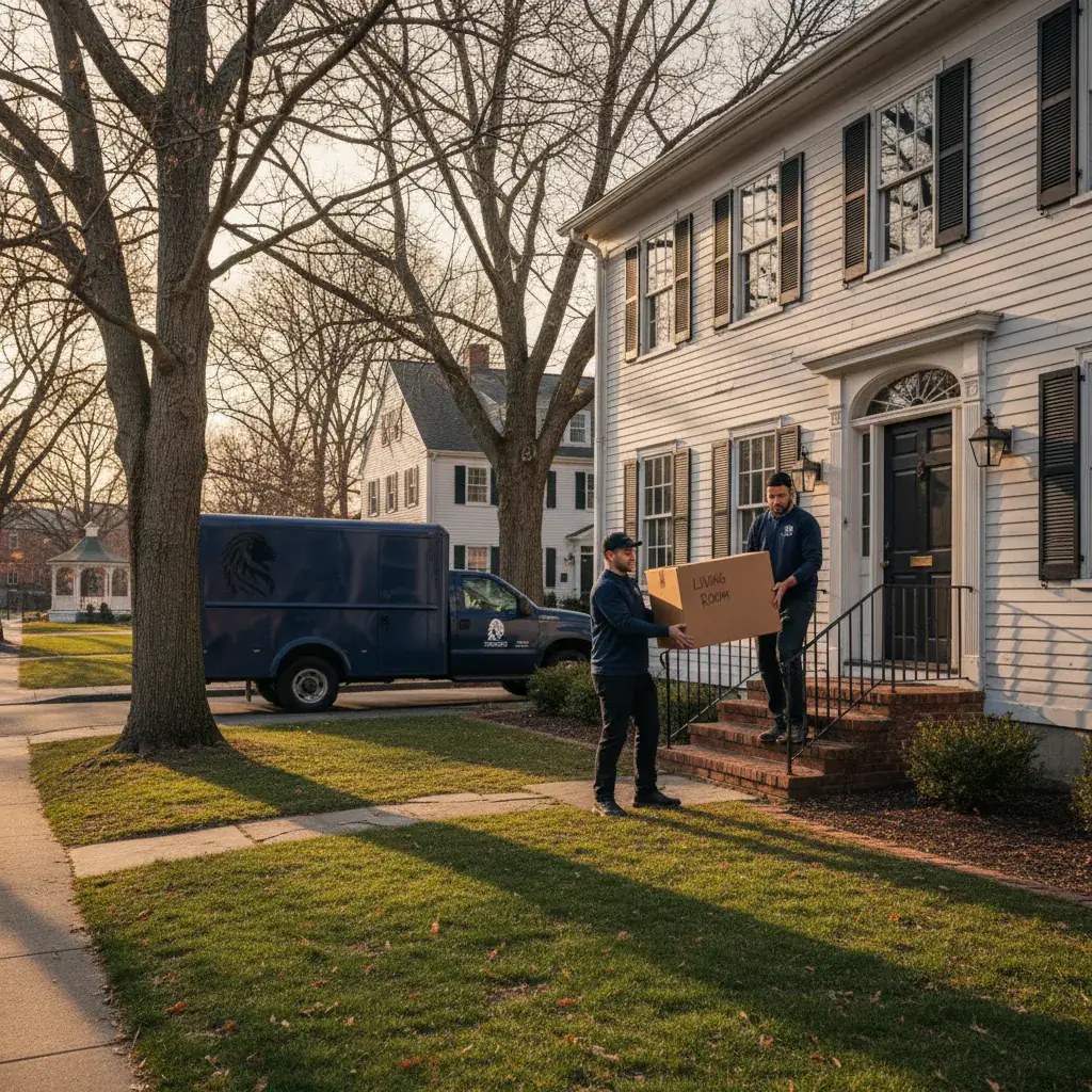 Eastside Movers crew working a move in Norfolk County, MA