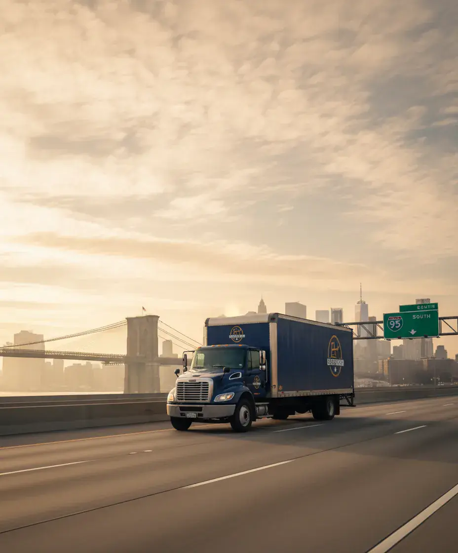 Eastside Movers truck on the Boston to Brooklyn route