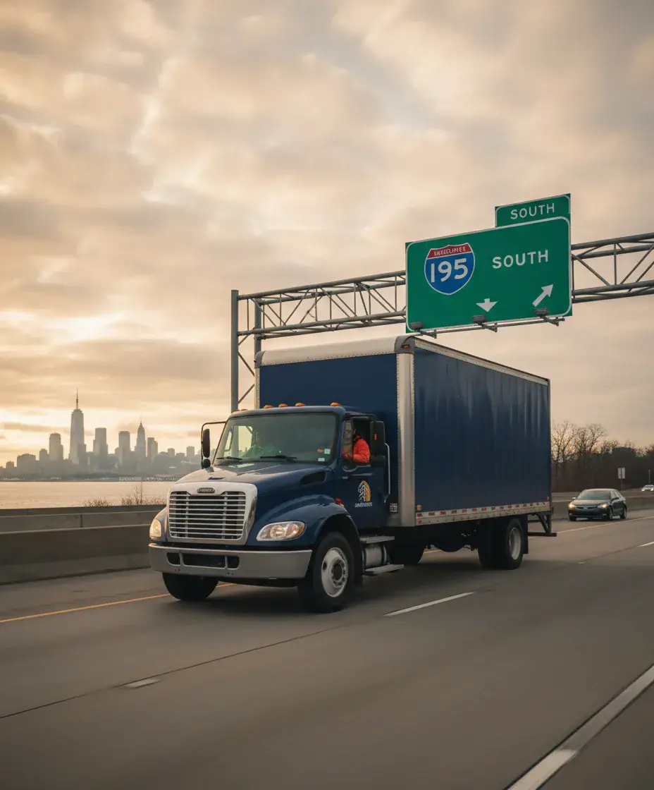 Eastside Movers truck on the Boston to Jersey City route