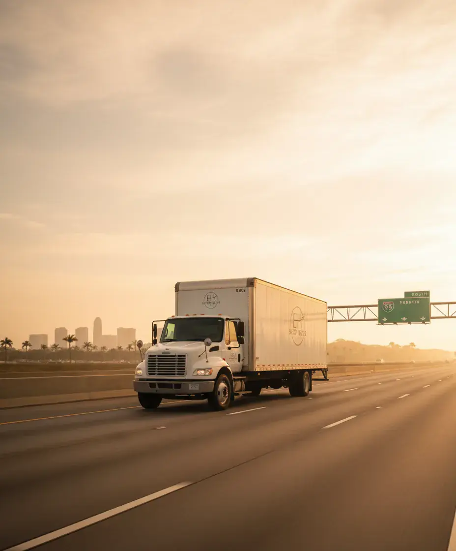 Eastside Movers truck on the Boston to Naples route