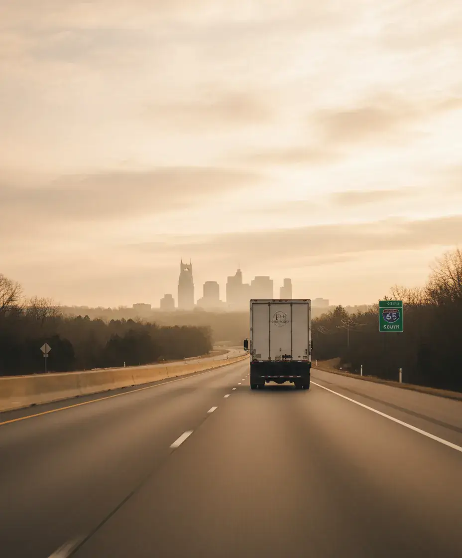 Eastside Movers truck on the Boston to Nashville route