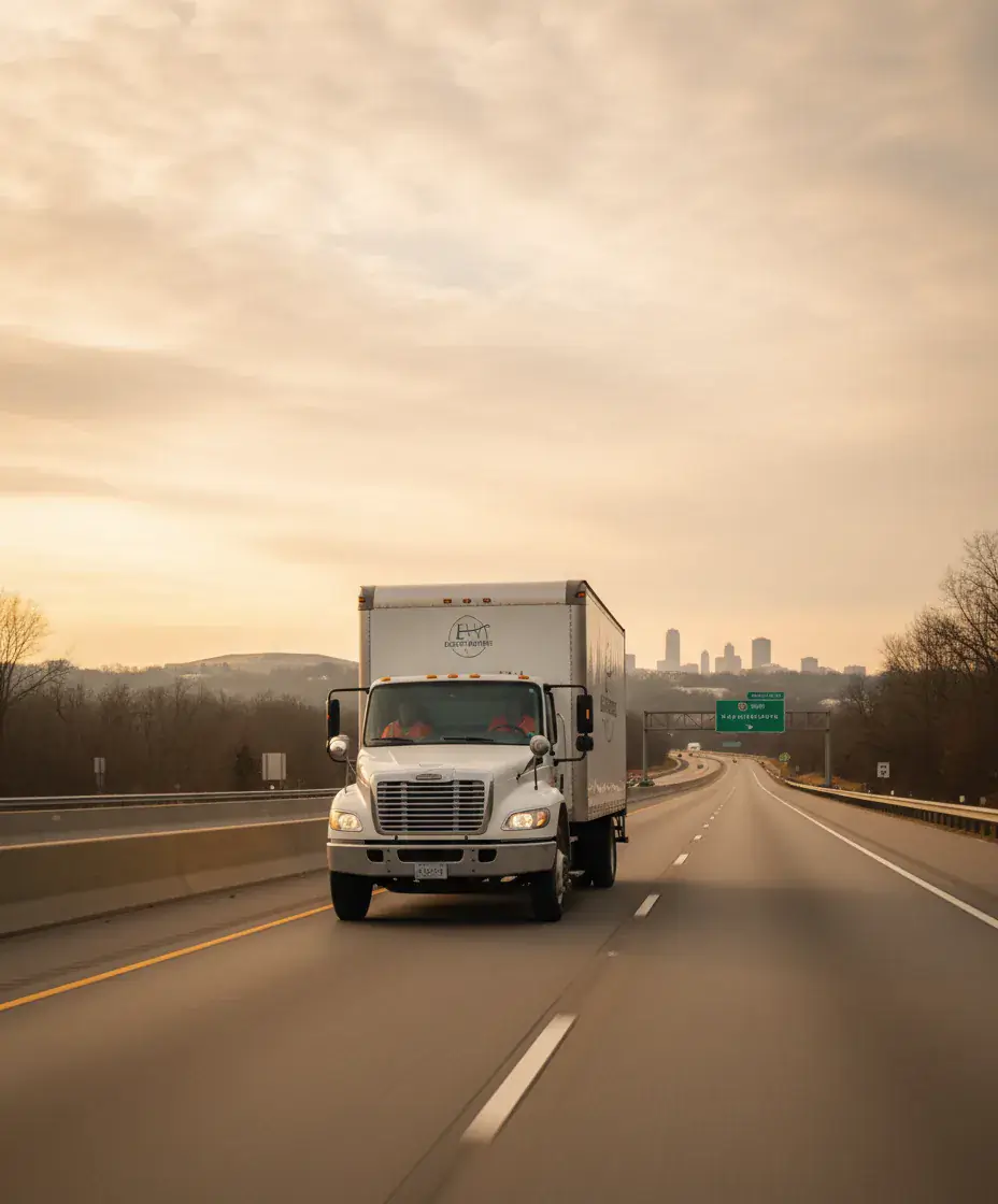 Eastside Movers truck on the Boston to Arlington route
