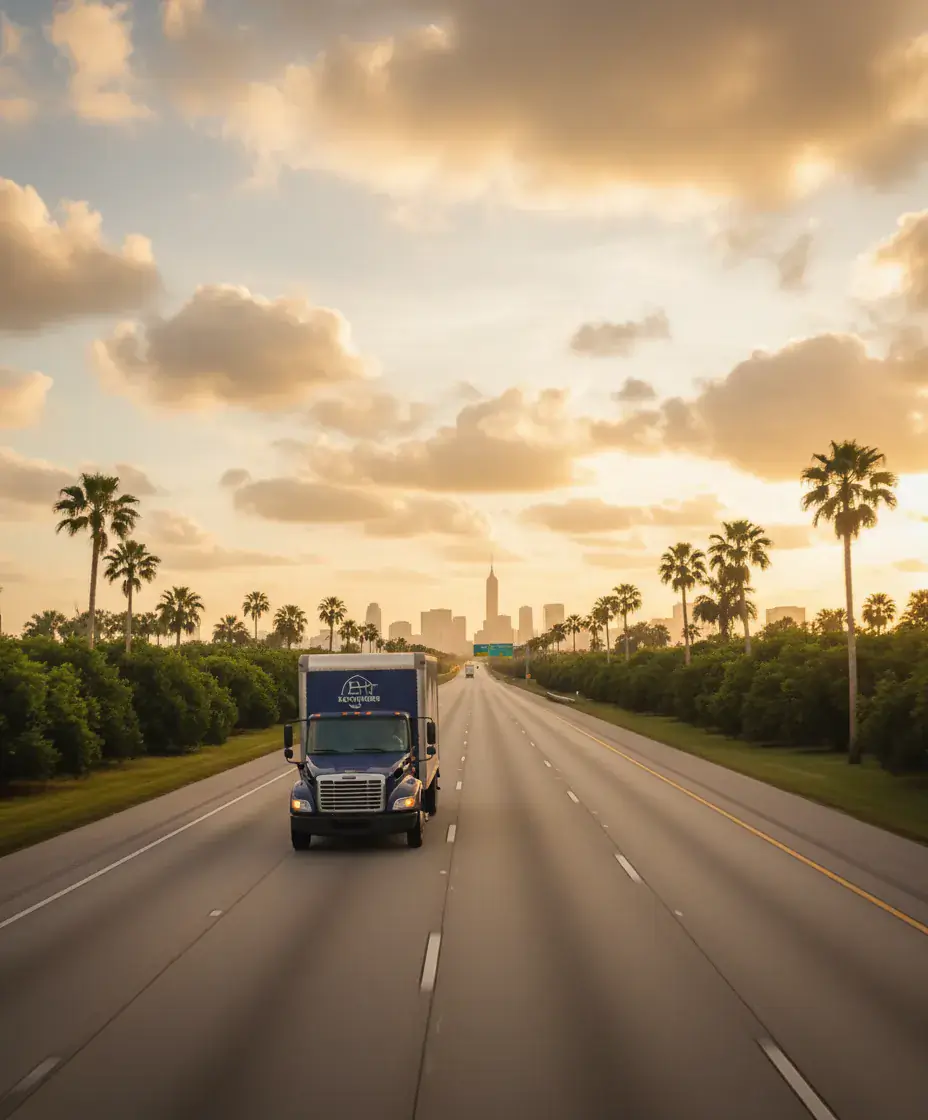 Eastside Movers truck on the Boston to Orlando route
