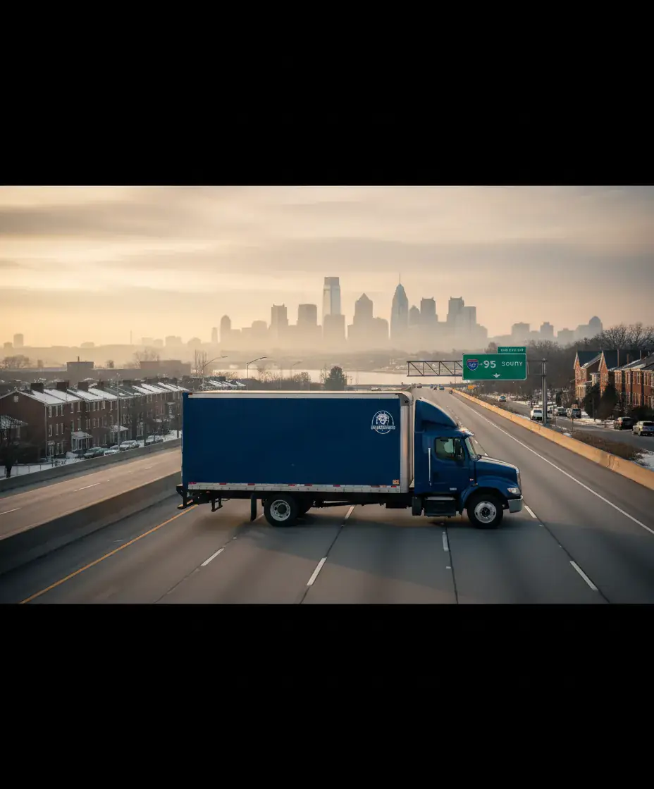 Eastside Movers truck on the Boston to Philadelphia route