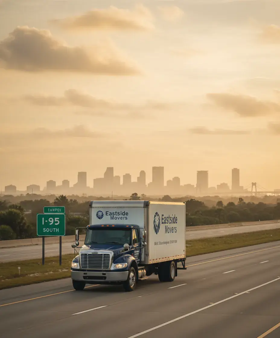 Eastside Movers truck on the Boston to Tampa route